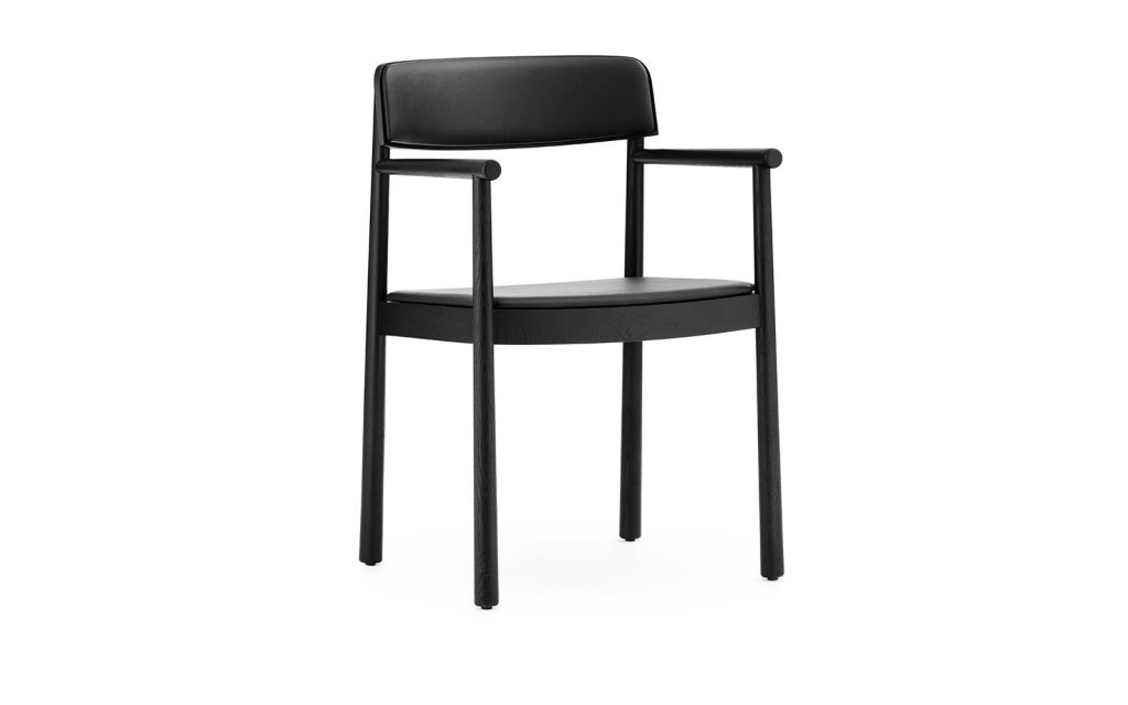 Silla brazos haya lacado negro + piel